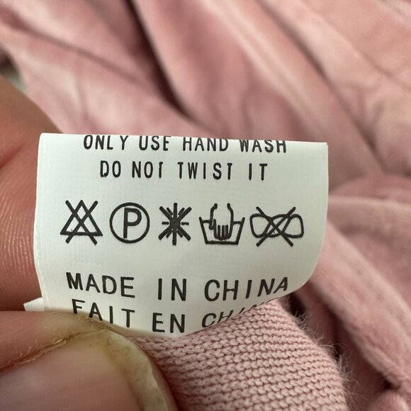 Womens Velvet-Like Cowl Neck Top & Pants Pajama Set Small Pink - Picture 8 of 9